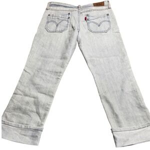 Levis Jeans Women 3 Light Wash Blue Cuffed Cropped Straight Leg Ramie Blend